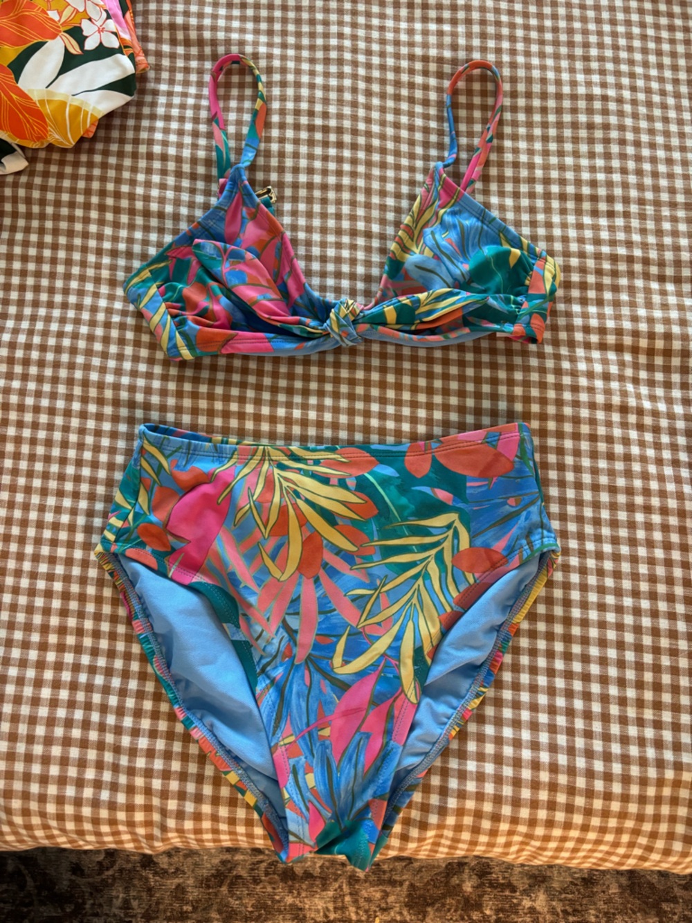 Kona Sol Tropical Floral Blue Pink Bikini Set